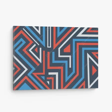 Tableau sur toile motif géométrique dynamique bleu et rouge – Wallnifity®