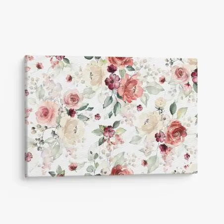 Tableau sur toile motif floral aquarelle aux roses poudrées – Wallnifity®