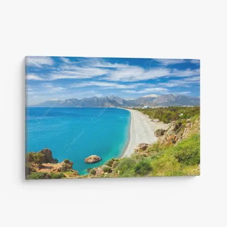 Tableau sur toile panorama marin de la plage de Konyaalti, Antalya, Turquie – Wallnifity®