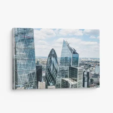 Tableau sur toile panorama urbain de Londres aux gratte-ciel en verre – Wallnifity®