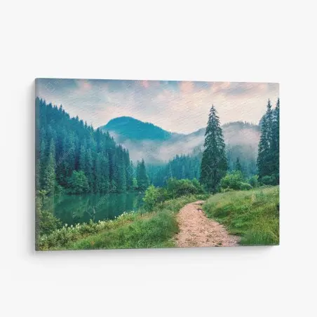Tableau sur toile brume matinale sur Lacu Roșu – Wallnifity®