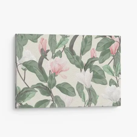 Tableau sur toile motif magnolia pastel sur fond beige – Wallnifity®