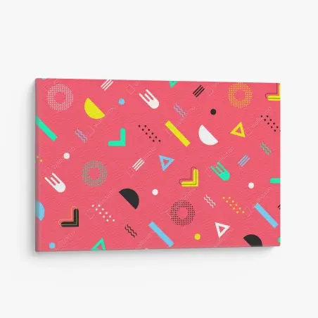 Tableau sur toile motif géométrique rétro années 80 rose corail – Wallnifity®