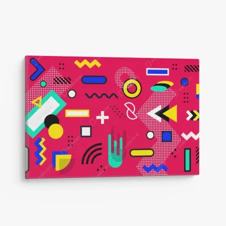 Tableau sur toile motif géométrique rétro coloré – Wallnifity®