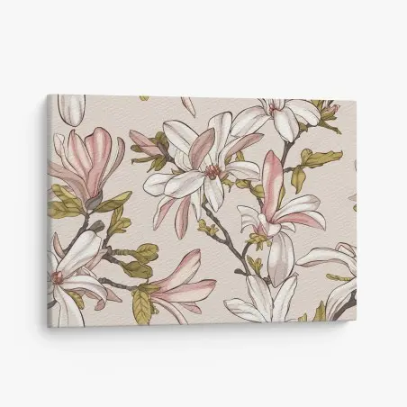 Tableau sur toile motif magnolia élégant en teintes pastel – Wallnifity®