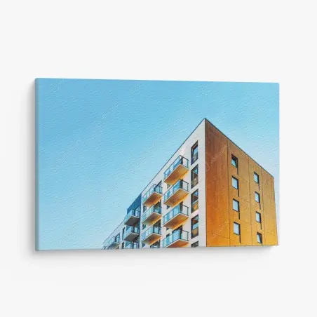 Tableau sur toile balcons contemporains contre un ciel bleu – Wallnifity®