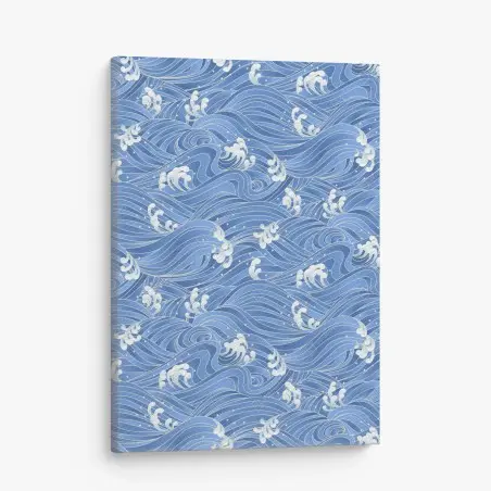 Tableau sur toile motif de vagues stylisées bleu océan – Wallnifity®