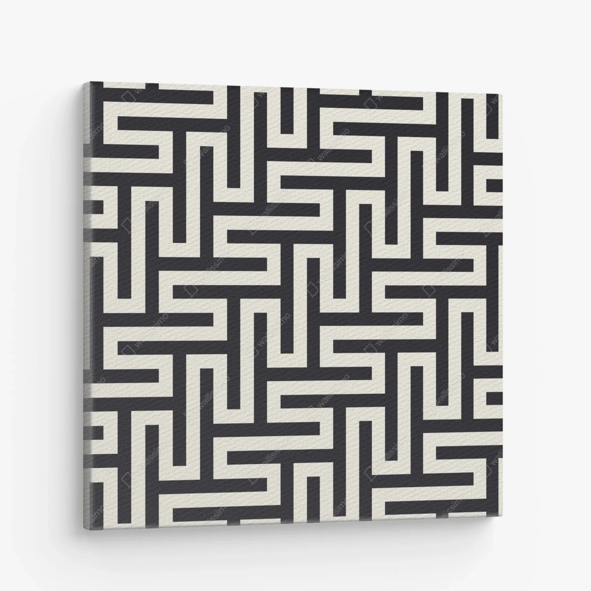 Tableau sur toile motif labyrinthe géométrique noir et beige – Wallnifity® Tableau sur toile motif labyrinthe géométrique noir et beige – Wallnifity®