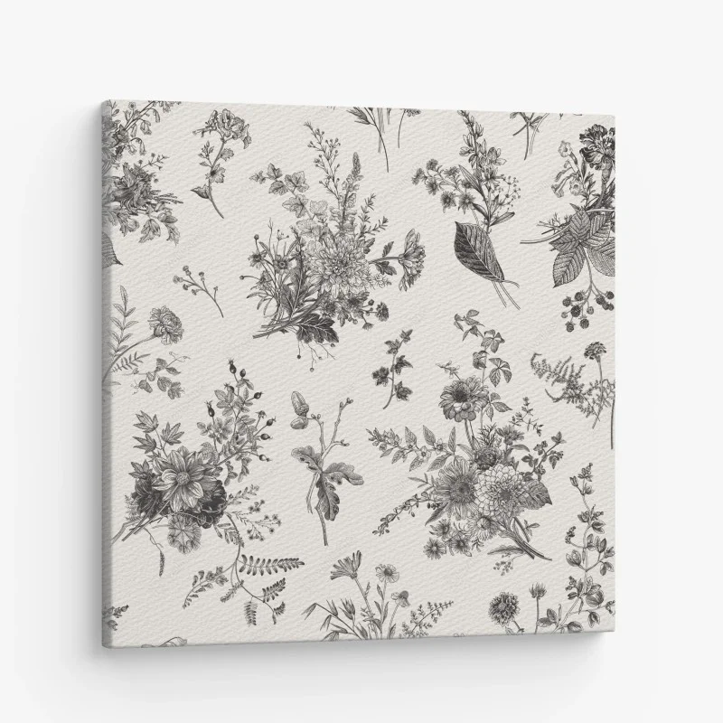 Tableau sur toile motif floral automnal en noir et blanc – Wallnifity® Tableau sur toile motif floral automnal en noir et blanc – Wallnifity®