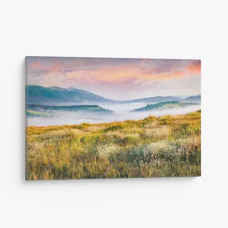 Tableau sur toile aube brumeuse dans les Carpates – Wallnifity®