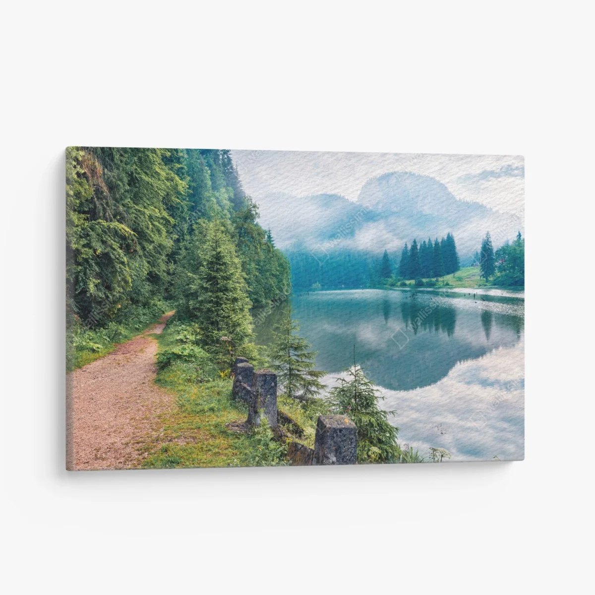 Tableau sur toile brume matinale au bord du lac Lacu Rosu – Wallnifity® Tableau sur toile brume matinale au bord du lac Lacu Rosu – Wallnifity®