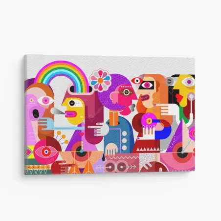 Tableau sur toile rêve arc-en-ciel sur oiseau géométrique – Wallnifity®