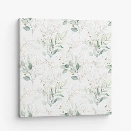 Tableau sur toile motif botanique aquarelle vert et doré – Wallnifity®