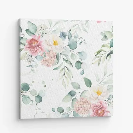 Tableau sur toile motif floral aquarelle aux pivoines et eucalyptus – Wallnifity®