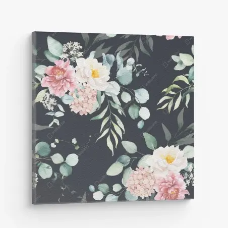 Tableau sur toile bouquet aquarelle sur fond sombre – Wallnifity®