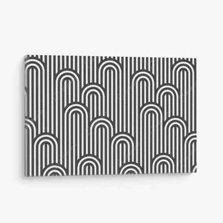 Tableau sur toile motif d'arches géométriques noir et blanc – Wallnifity®