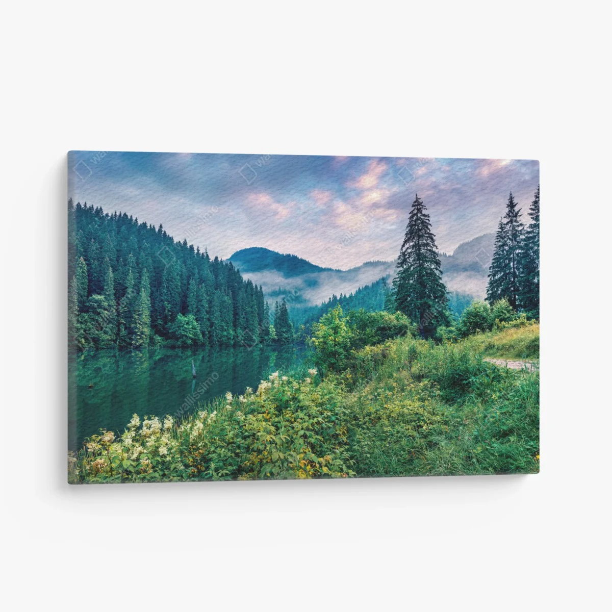 Tableau sur toile aube brumeuse sur le lac Lacu Roșu – Wallnifity® Tableau sur toile aube brumeuse sur le lac Lacu Roșu – Wallnifity®
