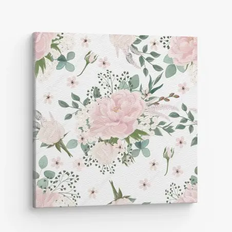 Tableau sur toile bouquet pastel de pivoines et eucalyptus – Wallnifity®