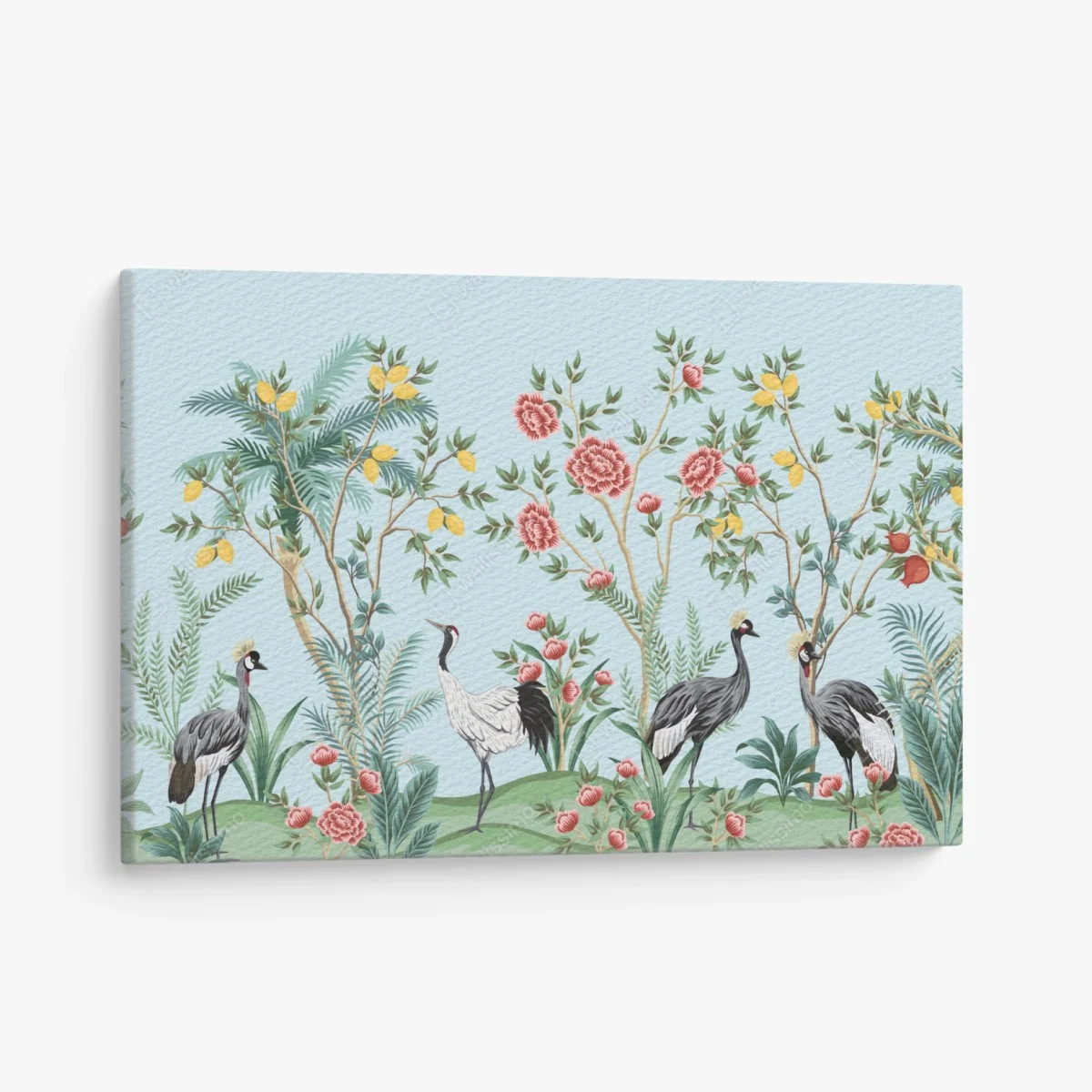 Tableau sur toile jardin tropical aux grues élégantes – Wallnifity® Tableau sur toile jardin tropical aux grues élégantes – Wallnifity®