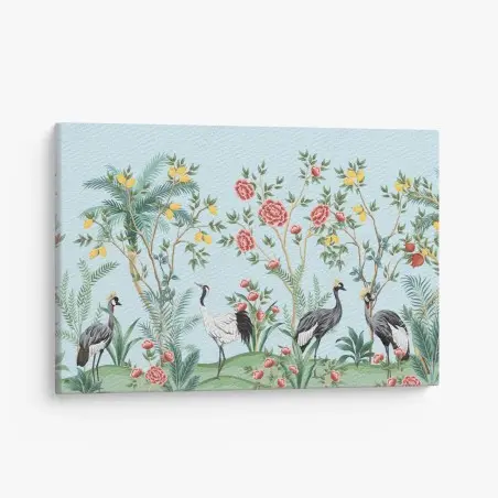 Tableau sur toile jardin tropical aux grues élégantes – Wallnifity®