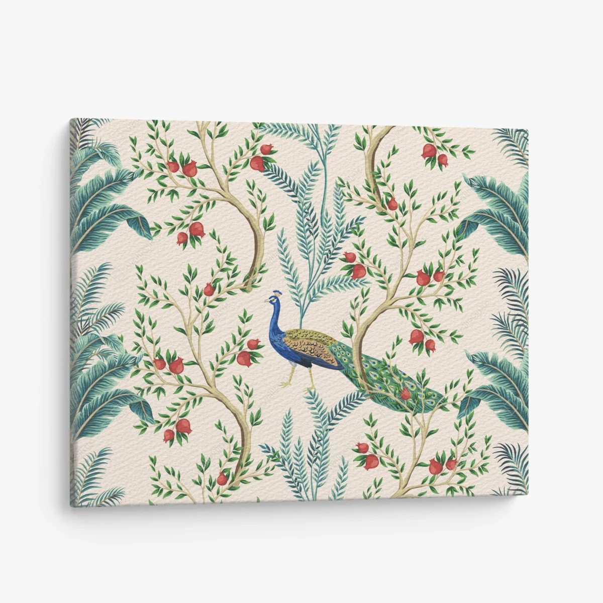 Tableau sur toile motif paon et grenades dans un décor botanique – Wallnifity® Tableau sur toile motif paon et grenades dans un décor botanique – Wallnifity®