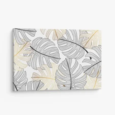 Tableau sur toile motif feuilles de monstera noir et doré – Wallnifity®