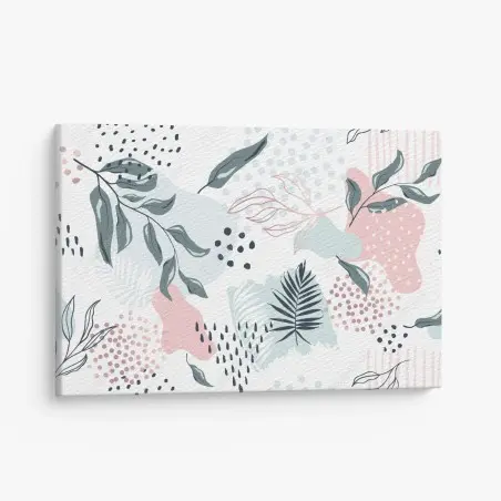 Tableau sur toile motif botanique abstrait aux tons pastel – Wallnifity®