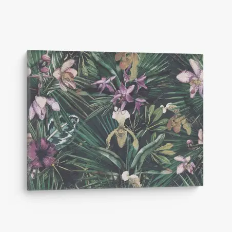 Tableau sur toile paradis tropical aux orchidées aquarellées – Wallnifity®