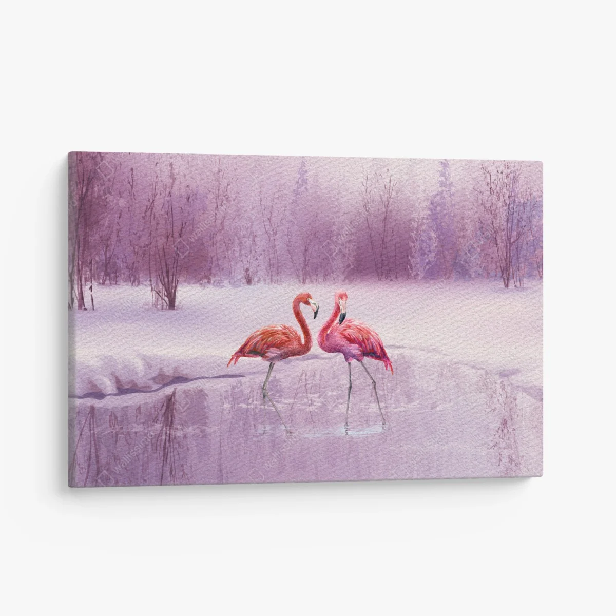 Tableau sur toile flamants roses dans un paysage hivernal lilas – Wallnifity® Tableau sur toile flamants roses dans un paysage hivernal lilas – Wallnifity®
