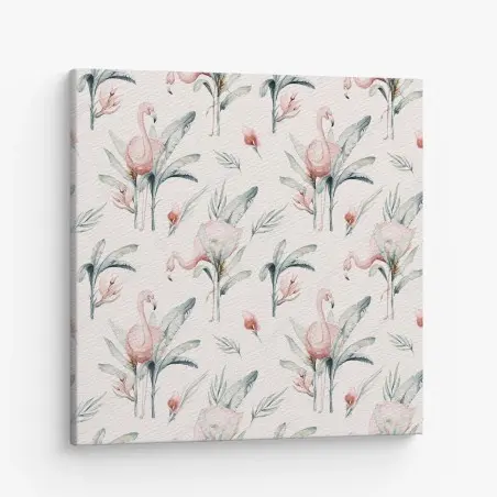 Tableau sur toile motif tropical de flamants roses aquarelle – Wallnifity®