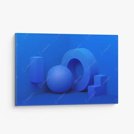 Tableau sur toile composition géométrique bleue minimaliste – Wallnifity®
