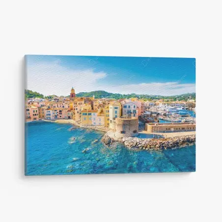 Tableau sur toile vue côtière ensoleillée d'un village méditerranéen – Wallnifity®