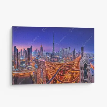 Tableau sur toile panorama nocturne de Dubaï – Wallnifity®