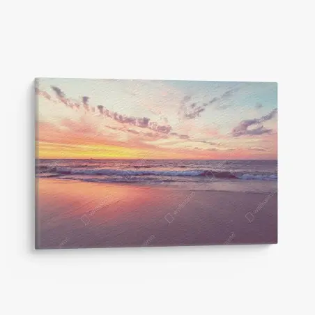 Tableau sur toile coucher de soleil pastel sur la plage – Wallnifity®