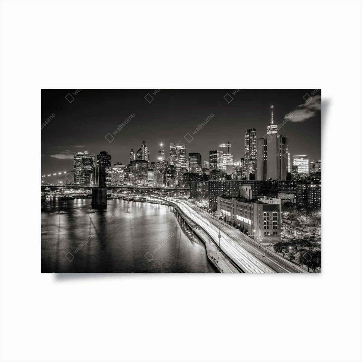Poster panorama urbain nocturne New York en noir et blanc – Wallnifity® Poster panorama urbain nocturne New York en noir et blanc – Wallnifity®