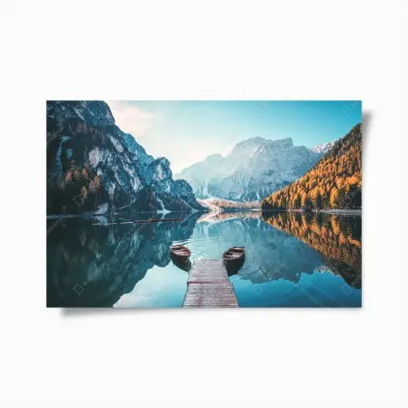 Poster reflet paisible au Lac de Braies – Wallnifity®