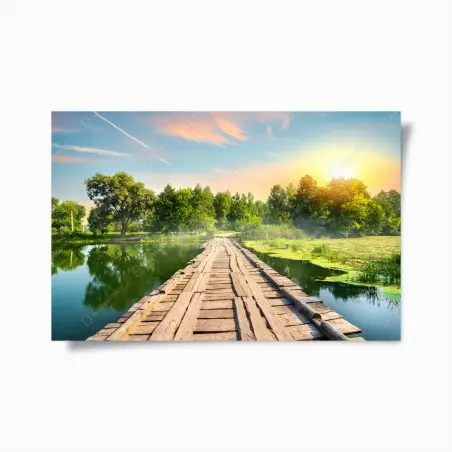 Poster passerelle en bois au lever du soleil – Wallnifity®