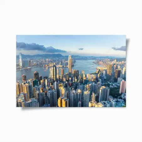 Poster coucher de soleil sur Hong Kong, panorama urbain – Wallnifity®