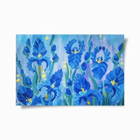 Poster bouquet d'iris bleus en peinture à l'huile – Wallnifity®