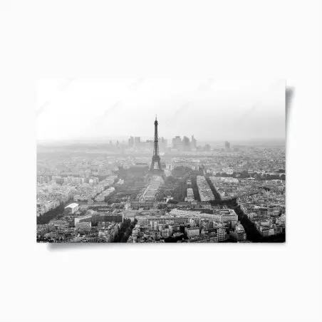 Poster vue aérienne en noir et blanc de la Tour Eiffel à Paris – Wallnifity®