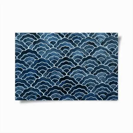 Poster motif de vagues japonaises bleu marine – Wallnifity®