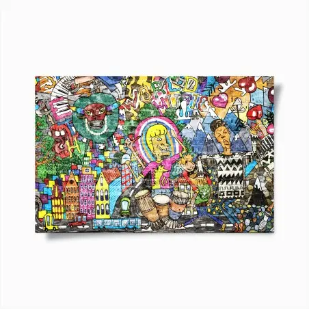 Poster murale urbaine musicale multicolore – Wallnifity®