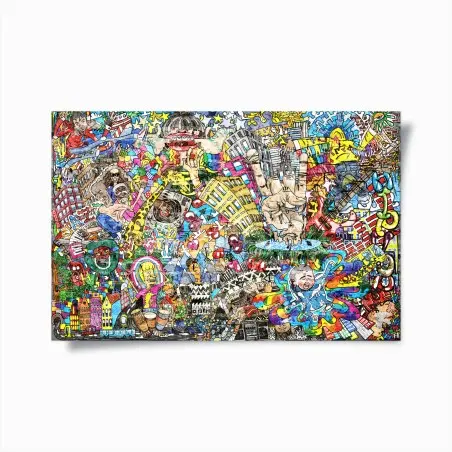 Poster fresque urbaine multicolore : collage musical et psychédélique – Wallnifity®