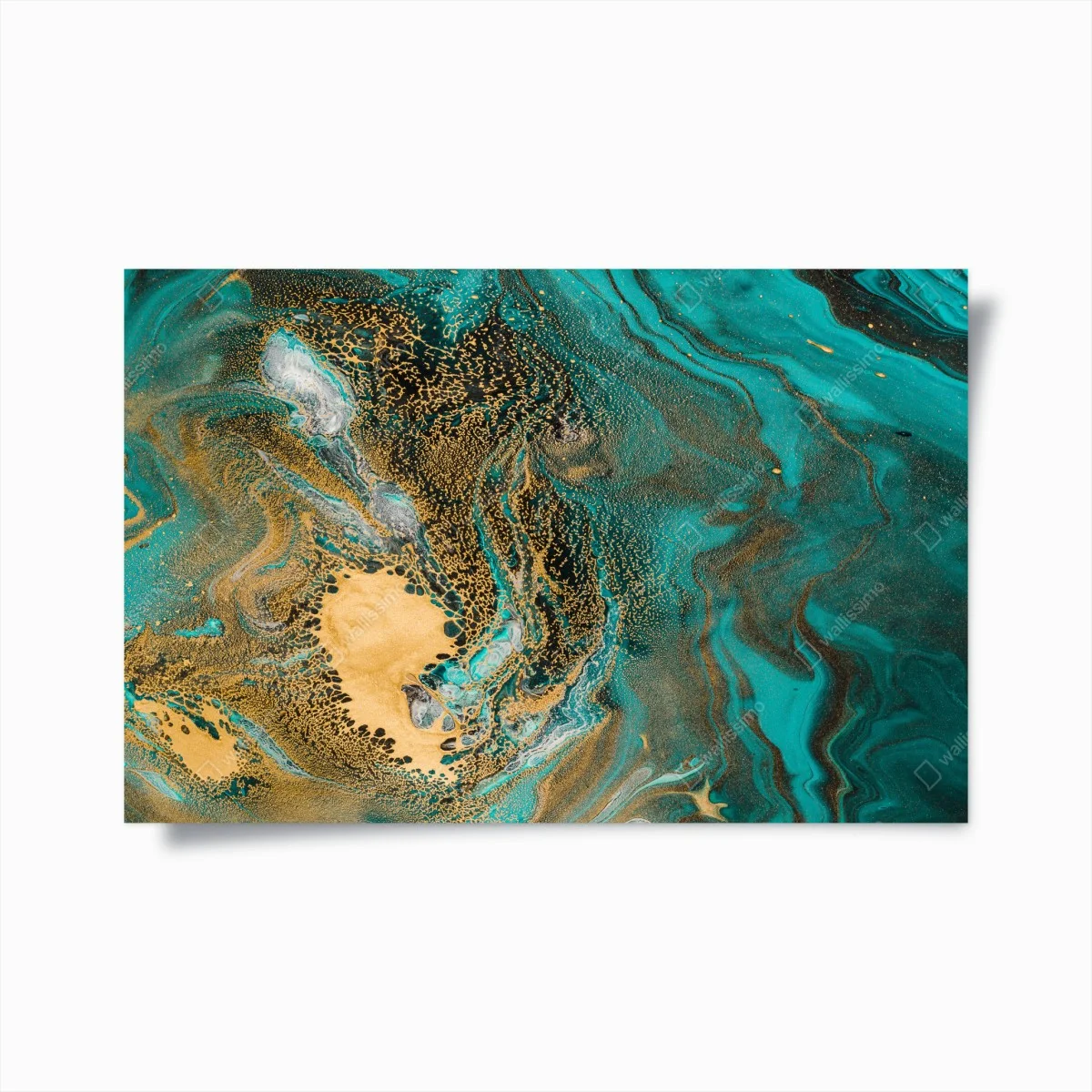 Poster abstraction marine dorée et turquoise – Wallnifity® Poster abstraction marine dorée et turquoise – Wallnifity®