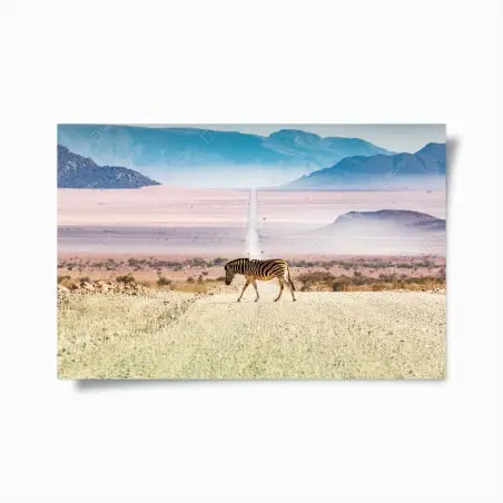Poster zèbre solitaire sur la route du désert – Wallnifity®