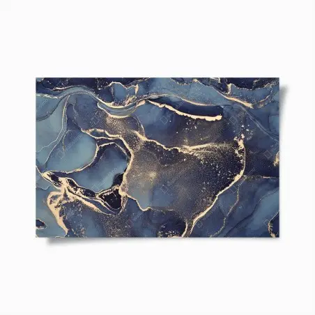 Poster vagues célestes bleu et or – Wallnifity®