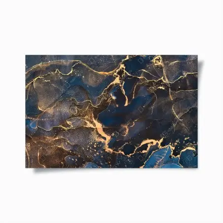 Poster vagues d'or sur bleu profond – Wallnifity®
