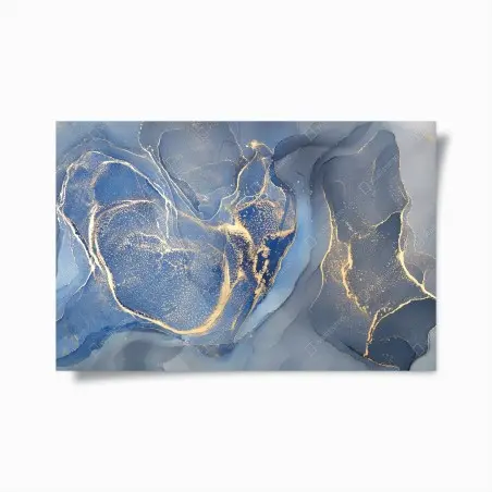 Poster vagues d'or sur fond bleu – Wallnifity®
