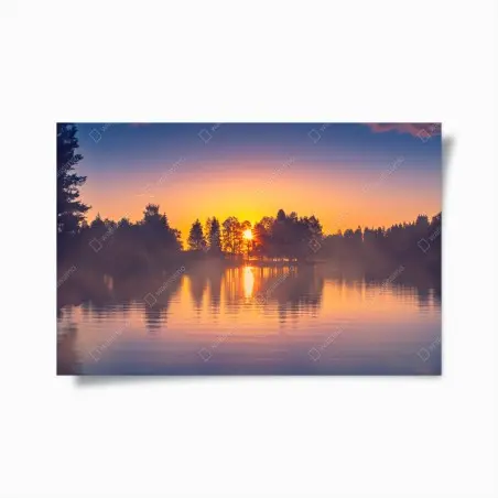 Poster coucher de soleil sur le lac brumeux – Wallnifity®