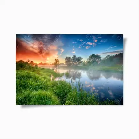 Poster aube d'été sur les rives brumeuses – Wallnifity®